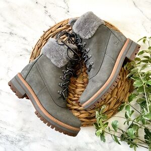 Timberland Womens Grey Courmayeur Valley Shearling Waterproof Cold-Weather Boots